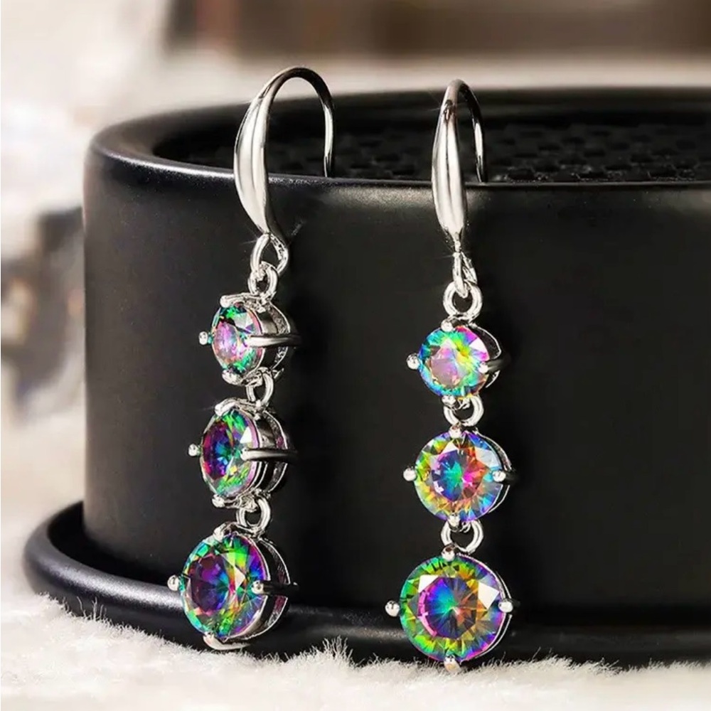 COPY - Mystic topaz triple drop earrings
